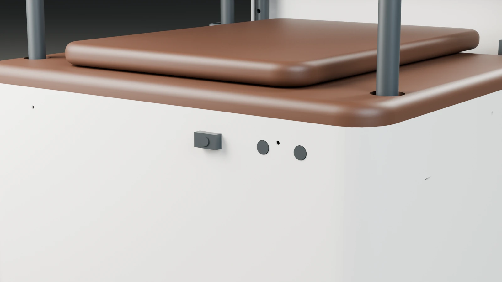 CAD view of the front switches and proximity sensor.